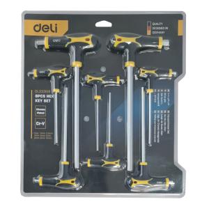 DELI σετ κλειδιά Allen DL233108, τύπου Ταφ, 2-10mm, Cr-V, 8τμχ | Εργαλεία | elabstore.gr