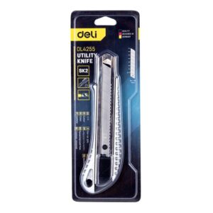 DELI μεταλλικό κοπίδι με ασφάλεια DL4255, 18mm, ασημί | Εργαλεία | elabstore.gr