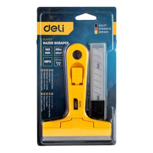 DELI ξύστρα χειρός DL4723 με ανταλλακτικές λάμες, 100mm, κίτρινη | Εργαλεία | elabstore.gr