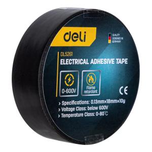 DELI μονωτική ταινία υψηλής αντοχής DL5261, 18mm, 9.15m, μαύρη, 10τμχ | Εργαλεία | elabstore.gr