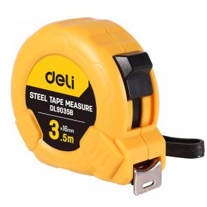 DELI μέτρο DL9035B, με κλείδωμα & clip ζώνης, 3.5m x 16mm | Εργαλεία | elabstore.gr