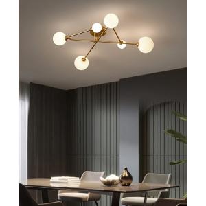 POWERTECH φωτιστικό οροφής HLL-0076, 6x E27, 108x58cm, μεταλλικό, χρυσό | Φωτισμός | elabstore.gr
