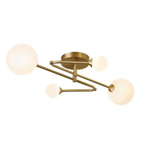 POWERTECH φωτιστικό οροφής HLL-0077, 4x E27, 65x40cm, μεταλλικό, χρυσό | Φωτισμός | elabstore.gr