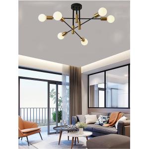 POWERTECH φωτιστικό οροφής HLL-0089, 6x E27, μεταλλικό, χρυσό | Φωτισμός | elabstore.gr