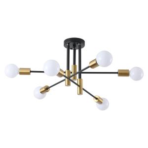 POWERTECH φωτιστικό οροφής HLL-0089, 6x E27, μεταλλικό, χρυσό | Φωτισμός | elabstore.gr