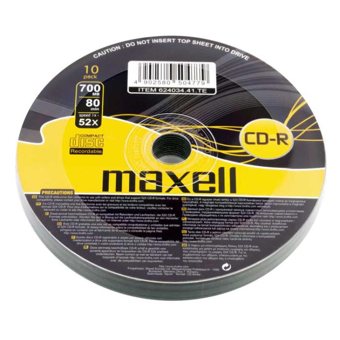 MAXELL CD-R 624034-41, 700ΜΒ, 80min, 52x speed, spindle pack 10τμχ | Αναλώσιμα - Είδη Γραφείου | elabstore.gr