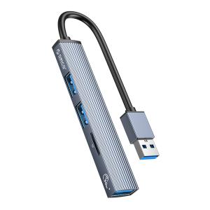 ORICO USB hub AH-A12F, 3x USB θύρες, Micro SD θύρα, γκρι | Συνοδευτικά PC | elabstore.gr