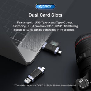 ORICO card reader CD2D-AC3 για SD & Micro SD, USB-C & USB 3.0, μαύρο | Συνοδευτικά PC | elabstore.gr