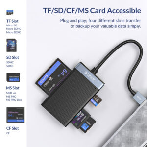 ORICO card reader CL4T-C3 για Micro SD/SD/CF/MS, USB-C, μαύρο | Συνοδευτικά PC | elabstore.gr