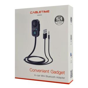 CABLETIME audio receiver αυτοκινήτου CT-BT02-PB με μικρόφωνο, BT 5.1 | eLabstore.gr CABLETIME audio receiver αυτοκινήτου CT-BT02-PB με μικρόφωνο, BT 5.1 | Gadgets - Αξεσουάρ | elabstore.gr