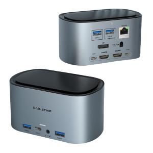 CABLETIME docking station DOCK131 με θήκη SSD, 11 θύρες, γκρι | Συνοδευτικά PC | elabstore.gr