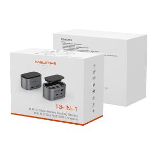 CABLETIME docking station DOCK131 με θήκη SSD, 11 θύρες, γκρι | Συνοδευτικά PC | elabstore.gr