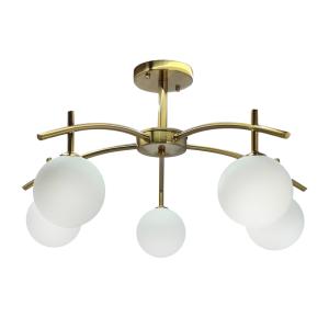 POWERTECH φωτιστικό οροφής HLL-0074, 5x E27, 65cm, μεταλλικό, χρυσό | Φωτισμός | elabstore.gr