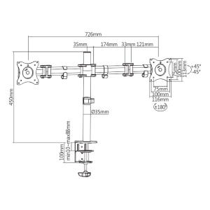 ITECHMOUNT βάση γραφείου MBS-12F για 2 οθόνες 13"-27", 8kg ανά οθόνη | eLabstore.gr