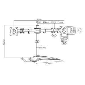 ITECHMOUNT βάση γραφείου MBS-12M για 2 οθόνες 13"-27", 8kg ανά οθόνη | Εικόνα & Ήχος | elabstore.gr