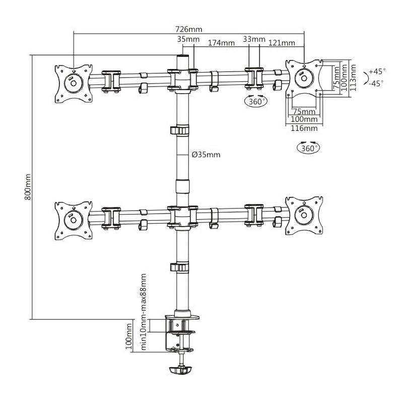 ITECHMOUNT βάση γραφείου MBS-22F για 4 οθόνες 13"-27", 8kg ανά οθόνη | eLabstore.gr ITECHMOUNT βάση γραφείου MBS-22F για 4 οθόνες 13"-27", 8kg ανά οθόνη | Εικόνα & Ήχος | elabstore.gr