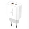 POWERTECH φορτιστής τοίχου PT-1025, USB & USB-C, PD QC3.0, 30W, λευκός | Αξεσουάρ κινητών | elabstore.gr