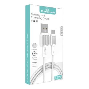 POWERTECH καλώδιο USB σε USB-C eco PTR-0111, 12W 2.4A, 1m, λευκό | Αξεσουάρ κινητών | elabstore.gr