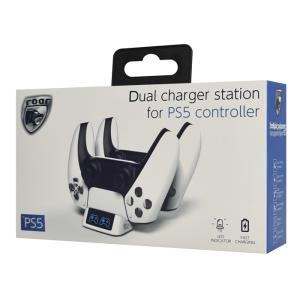 ROAR βάση φόρτισης gamepad RR-0019 για 2x PS5 DualSense, λευκή | Συνοδευτικά PC | elabstore.gr