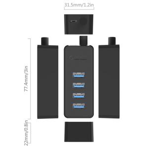 ORICO USB hub W5P-U3, 4x USB θύρες, 5Gbps, μαύρο | Συνοδευτικά PC | elabstore.gr