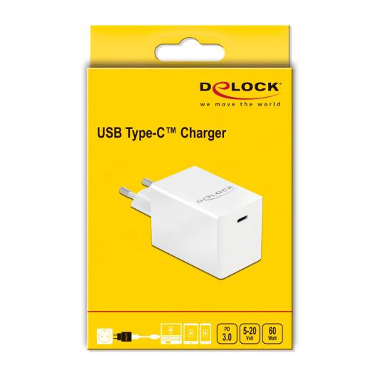 DELOCK φορτιστής τοίχου 41447, USB-C, PD 3.0, 60W, 5-20V, λευκός | eLabstore.gr DELOCK φορτιστής τοίχου 41447, USB-C, PD 3.0, 60W, 5-20V, λευκός | Αξεσουάρ κινητών | elabstore.gr