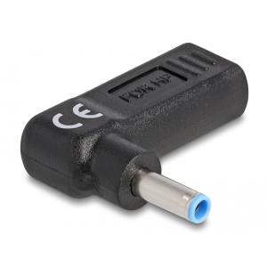 DELOCK αντάπτορας τροφοδοσίας 60004, USB-C σε HP 4.5x3mm, 90°, μαύρος | Αξεσουάρ για Laptop | elabstore.gr