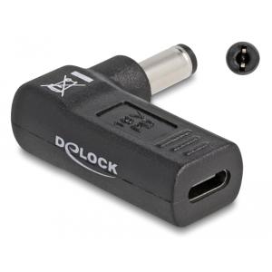 DELOCK αντάπτορας τροφοδοσίας 60010, USB-C σε 5.5x2.1mm, 90°, μαύρος | Αξεσουάρ για Laptop | elabstore.gr