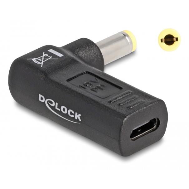 DELOCK αντάπτορας τροφοδοσίας 60011, USB-C σε 5.5x2.5mm, 90°, μαύρος | Αξεσουάρ για Laptop | elabstore.gr