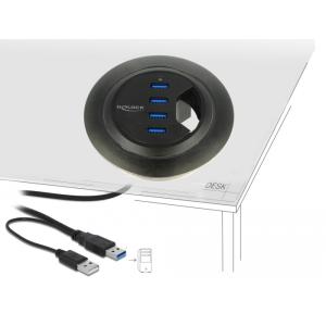 DELOCK USB hub 62868, 4x USB 3.0, 5Gbps, 60/80mm, μαύρο | Συνοδευτικά PC | elabstore.gr