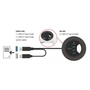 DELOCK USB hub 62868, 4x USB 3.0, 5Gbps, 60/80mm, μαύρο | Συνοδευτικά PC | elabstore.gr