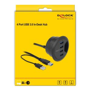 DELOCK USB hub 62868, 4x USB 3.0, 5Gbps, 60/80mm, μαύρο | Συνοδευτικά PC | elabstore.gr