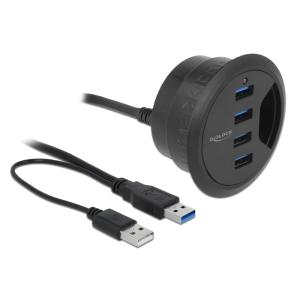 DELOCK USB hub 62868, 4x USB 3.0, 5Gbps, 60/80mm, μαύρο | Συνοδευτικά PC | elabstore.gr