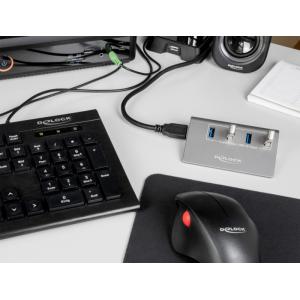 DELOCK USB hub 64181, 4x USB θύρες, 10 Gbps, γκρι | Συνοδευτικά PC | elabstore.gr