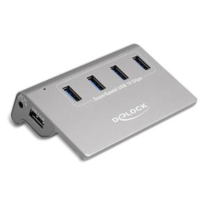 DELOCK USB hub 64181, 4x USB θύρες, 10 Gbps, γκρι | Συνοδευτικά PC | elabstore.gr