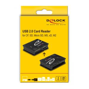 DELOCK card reader 91007 για Micro SD/SD/CF/MS/xD/M2, μαύρο | Συνοδευτικά PC | elabstore.gr