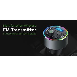 POWERTECH FM Transmitter PT-1027, οθόνη, RGB, Bluetooth 2x USB-C, μαύρος | Gadgets - Αξεσουάρ | elabstore.gr