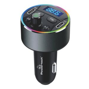 POWERTECH FM Transmitter PT-1027, οθόνη, RGB, Bluetooth 2x USB-C, μαύρος | Gadgets - Αξεσουάρ | elabstore.gr