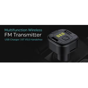 POWERTECH FM Transmitter PT-1028 με οθόνη, Bluetooth/SD, 2x USB, μαύρος | Gadgets - Αξεσουάρ | elabstore.gr