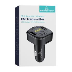 POWERTECH FM Transmitter PT-1028 με οθόνη, Bluetooth/SD, 2x USB, μαύρος | Gadgets - Αξεσουάρ | elabstore.gr
