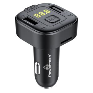 POWERTECH FM Transmitter PT-1028 με οθόνη, Bluetooth/SD, 2x USB, μαύρος | Gadgets - Αξεσουάρ | elabstore.gr