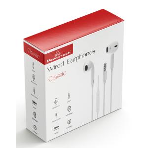 POWERTECH earphones με μικρόφωνο Classic, 3.5mm, 1.2m, λευκά | Αξεσουάρ κινητών | elabstore.gr