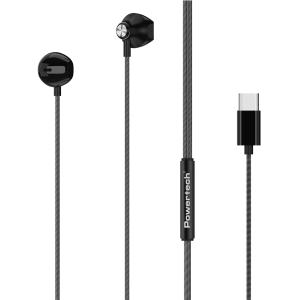 POWERTECH earphones με μικρόφωνο Prime, USB-C, 1.2m, μαύρα | Αξεσουάρ κινητών | elabstore.gr
