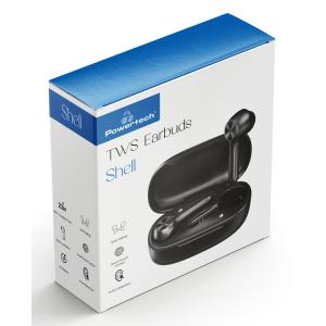 POWERTECH earphones με θήκη φόρτισης Shell, True Wireless, μαύρα | Αξεσουάρ κινητών | elabstore.gr