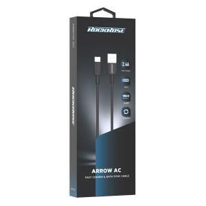 ROCKROSE καλώδιο USB-C σε USB Arrow AC, 2.4A, 1m, μαύρο | Αξεσουάρ κινητών | elabstore.gr