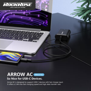 ROCKROSE καλώδιο USB-C σε USB Arrow AC, 2.4A, 1m, μαύρο | Αξεσουάρ κινητών | elabstore.gr