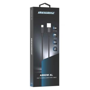 ROCKROSE καλώδιο Lightning σε USB Arrow AL, 2.4A, 1m, μαύρο | Αξεσουάρ κινητών | elabstore.gr
