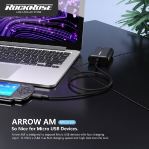ROCKROSE καλώδιο Micro USB σε USB Arrow AC, 2.4A, 1m, μαύρο | Αξεσουάρ κινητών | elabstore.gr