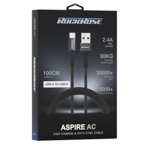 ROCKROSE καλώδιο USB σε USB-C Aspire AC, 2.4A, 1m, μαύρο | eLabstore.gr ROCKROSE καλώδιο USB σε USB-C Aspire AC, 2.4A, 1m, μαύρο | Αξεσουάρ κινητών | elabstore.gr