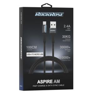 ROCKROSE καλώδιο USB σε Micro USB Aspire AM, 2.4A, 1m, μαύρο | eLabstore.gr ROCKROSE καλώδιο USB σε Micro USB Aspire AM, 2.4A, 1m, μαύρο | Αξεσουάρ κινητών | elabstore.gr