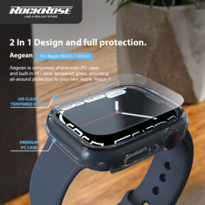 ROCKROSE θήκη & tempered glass Aegean για Apple Watch 7, 45mm, διάφανη | Αξεσουάρ κινητών | elabstore.gr